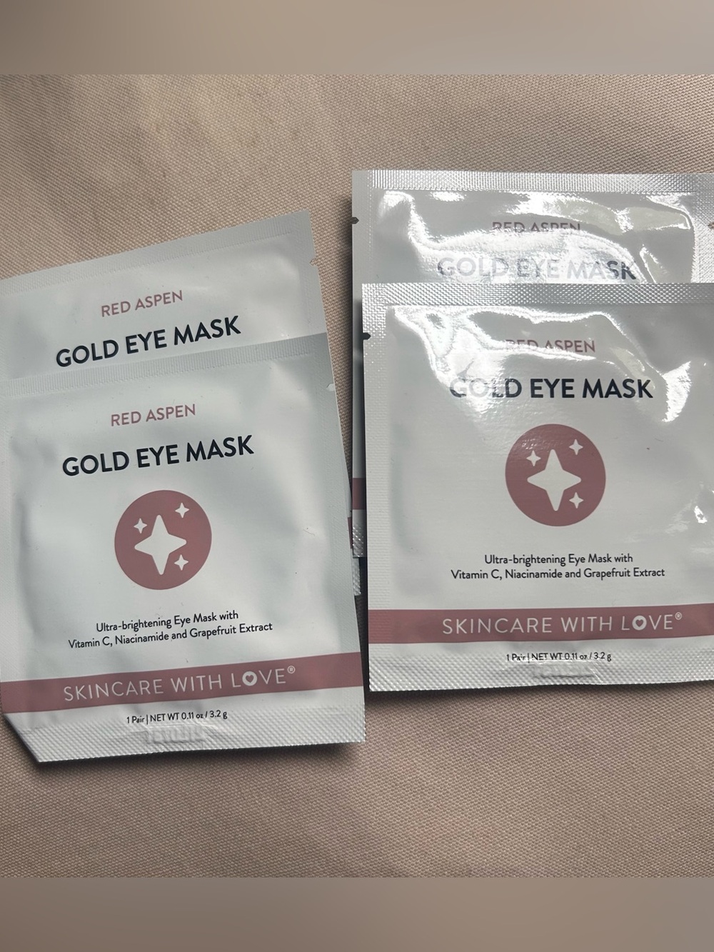 Red Aspen Gold Eye Mask- Set of 4